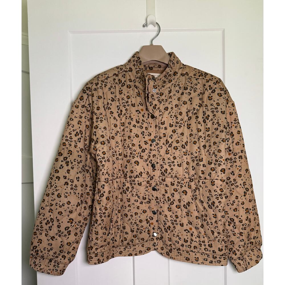 Saltwater Luxe Quilted Leopard Print Jacket Size MEDIUM Brown
